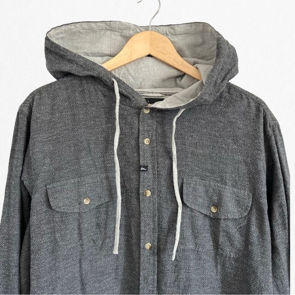 Mft by:The underachievers Men’s Charcoal Button Grey Hooded Dress Shirt … - Picture 2 of 3